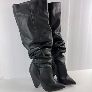Black chunky heel boots